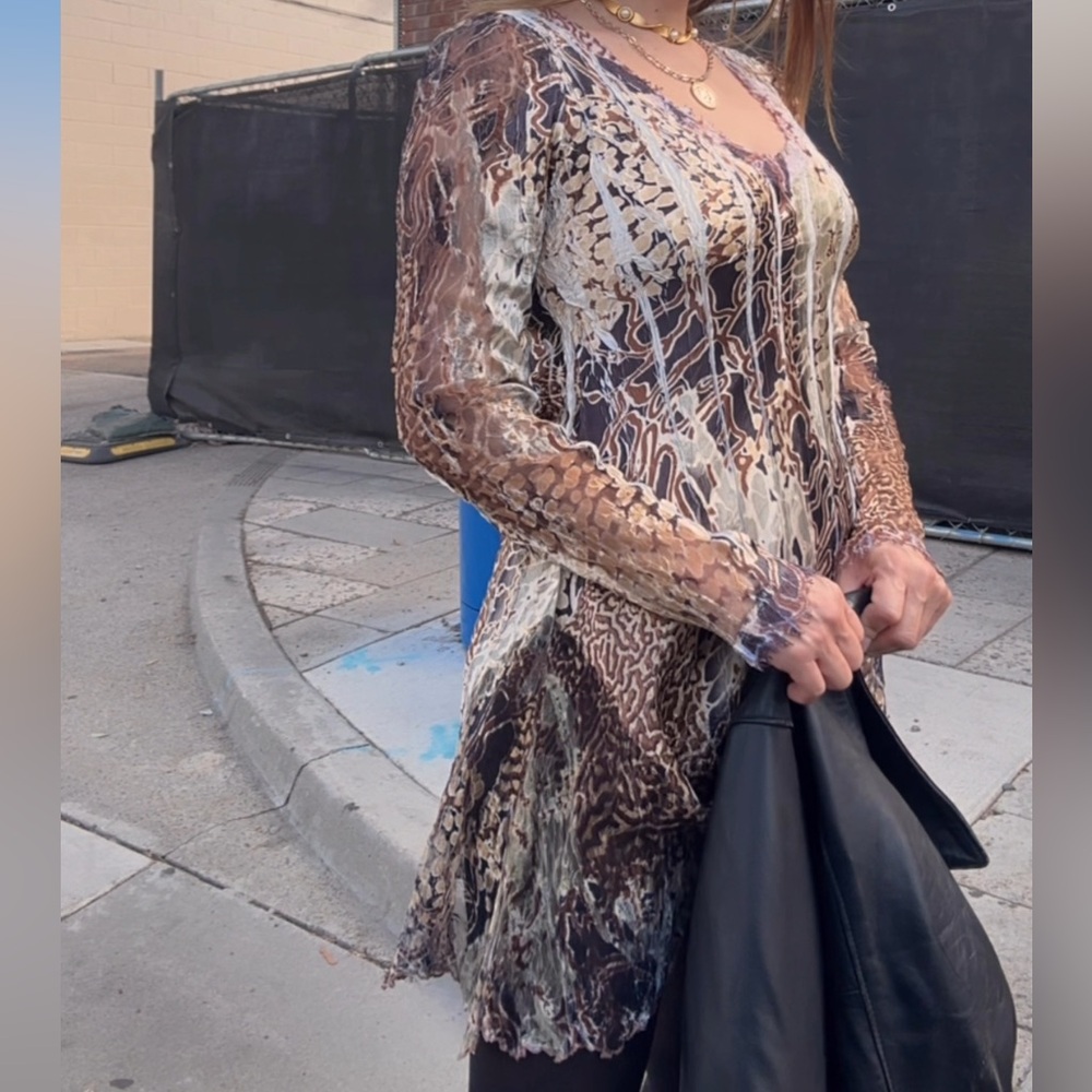 Kamarov Mini Long Sleeve Leopard Print Dress